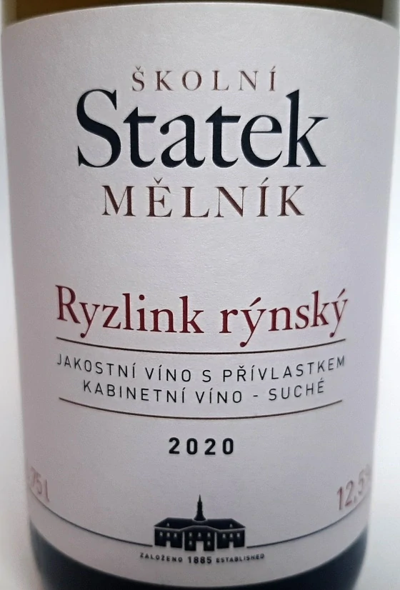 Ryzlink rýnský kabinetní víno 2020 - Školní Statek Mělník