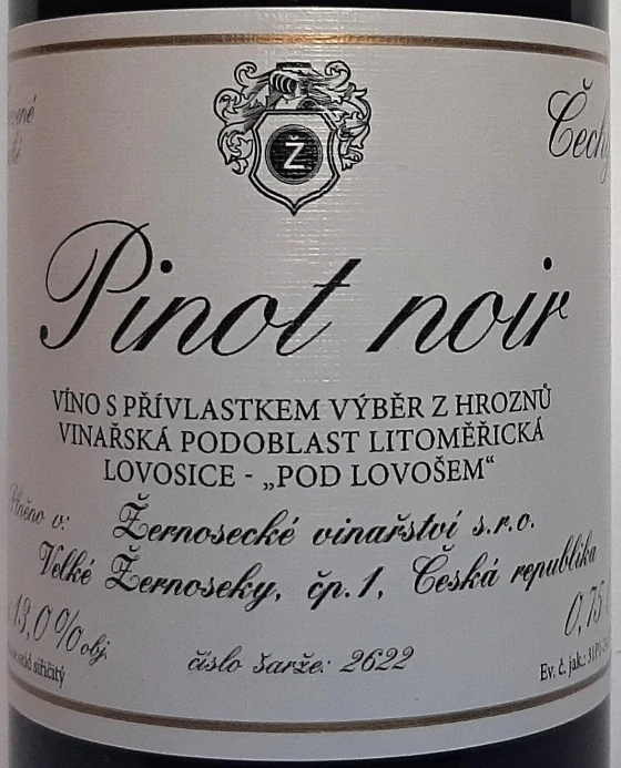 Pinot Noir Výběr z hroznů 2022 - Vinařství Velké Žernoseky