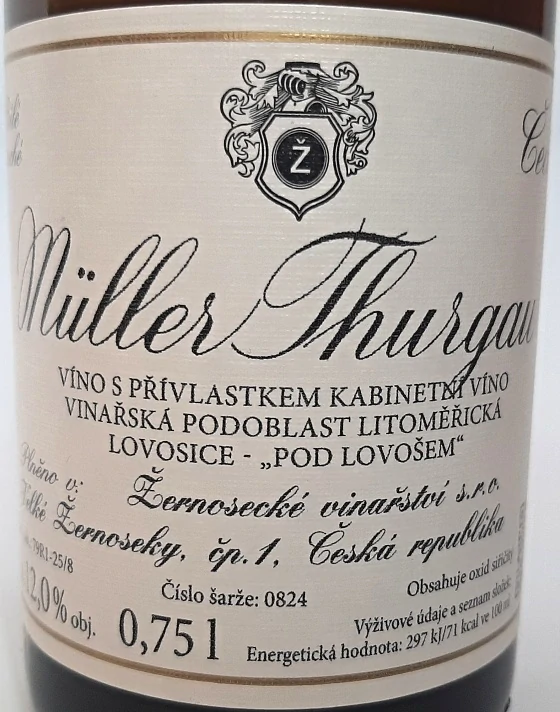 Muller Thurgau kabinetní víno 2025 - Vinařství Velké Žernoseky