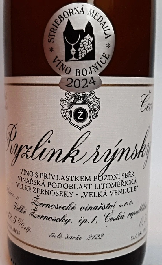 Ryzlink rýnský PS 2023 - Vinařství Velké Žernoseky