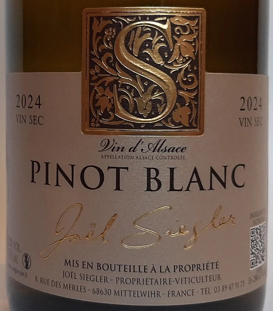 Pinot Blanc Cuvée Particuliere 2024 AOC - Joel Siegler