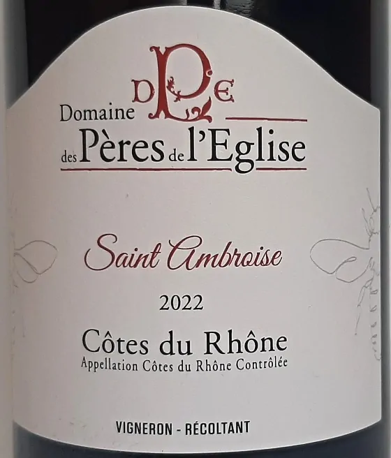 Cotes du Rhone Rouge AOC 2024 Saint Ambroise - Domaine des Peres de l´Eglise