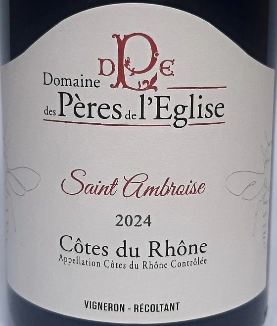 Cotes du Rhone Rouge AOC 2024 Saint Ambroise - Domaine des Peres de l´Eglise