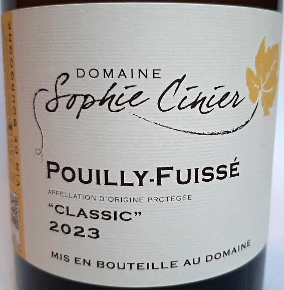 Pouilly - Fuissé 2023 Classic - Domaine Sophie Cinier