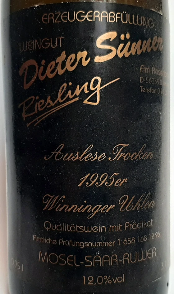 Riesling Auslese trocken 1995 Mosel - Weigut Dieter Sunner