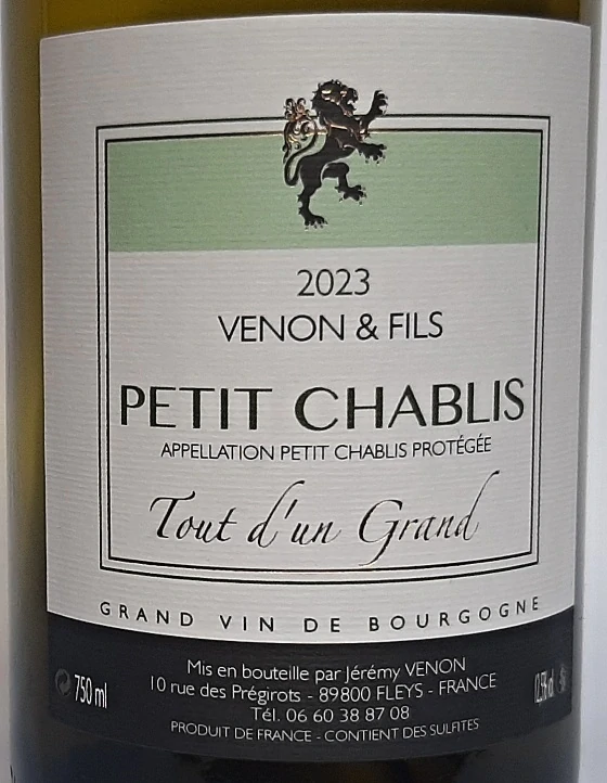 Petit Chablis 2023 - Jérémy Venon
