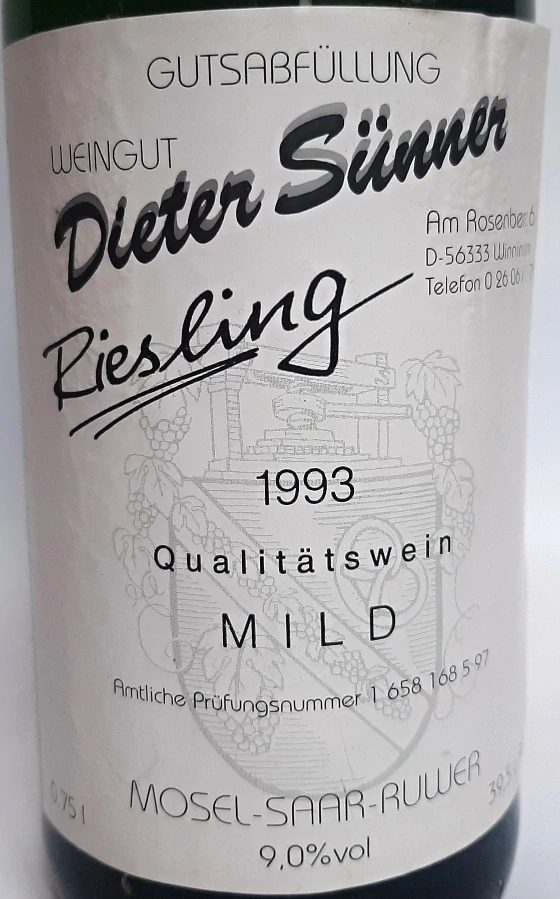 Riesling 1993 MOSEL - Weingut Dieter Sunner