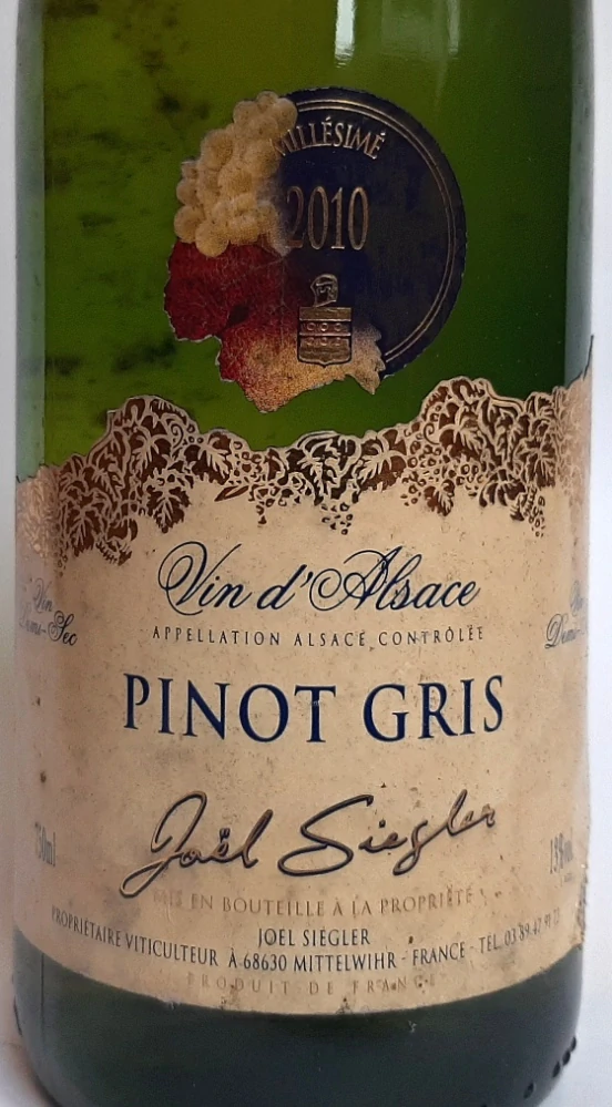 Pinot Gris 2010 AOC - Joel Siegler