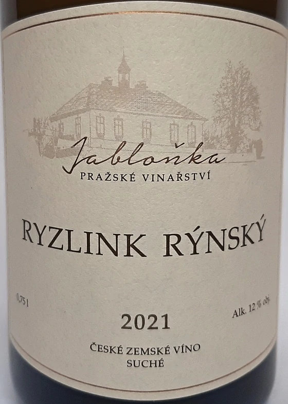 Ryzlink rýnský zemské víno 2021 - Pražské vinařství Jabloňka