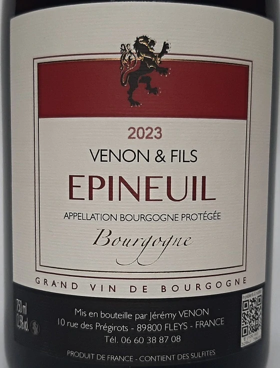 Bourgogne Epineuil Rouge 2023 - Jérémy Venon
