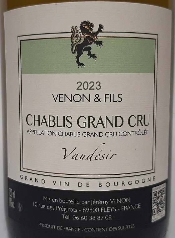 Chablis Grand Cru Vaudésir 2023 - Jérémy Venon