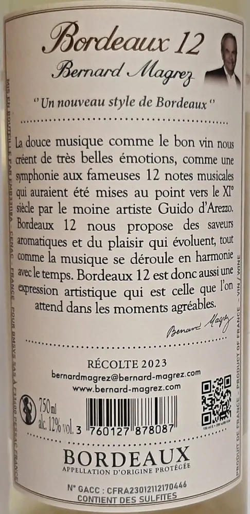Bordeaux 12 Blanc 2023 - AOP Bordeaux blanc, Bernard Magrez