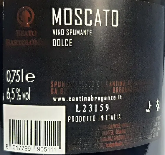 Moscato Spumante Dolce Diamante - Cantina Beato Bartolomeo