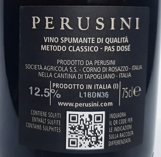 Blanc de Noir Pas Dosé Metodo Classico - Perusini