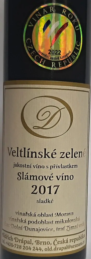 Veltlínské zelené 2017 Slámové víno - Oldřich Drápal