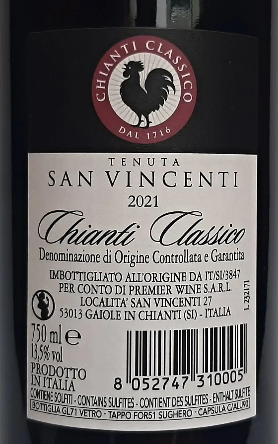Chianti Classico 2021 DOCG - Tenuta San Vincenti